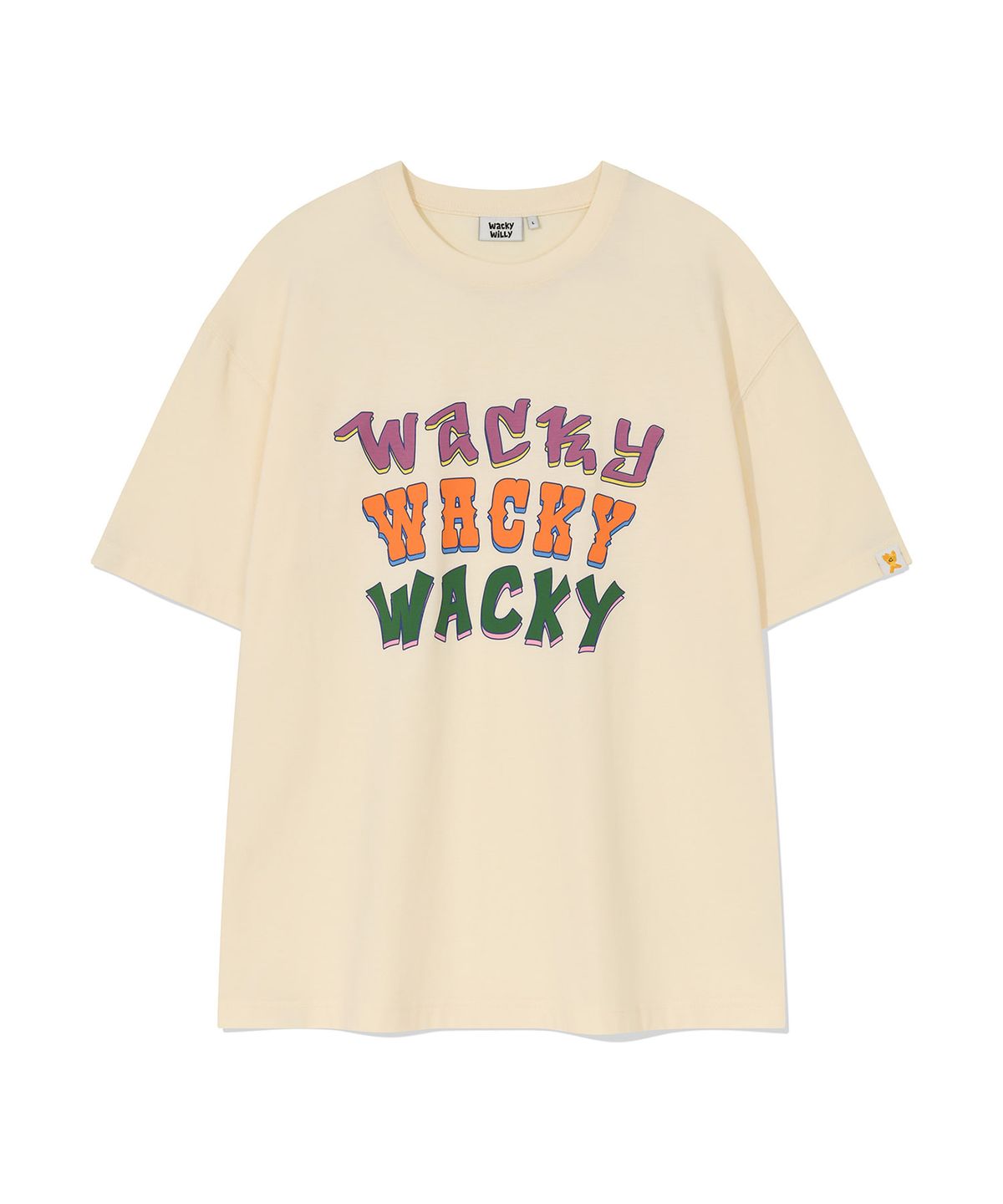 와키윌리(WACKY WILLY) 멀티 타이포 반팔 티셔츠 크림