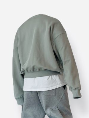 오버 숄더 오버핏 맨투맨 (민트그레이)