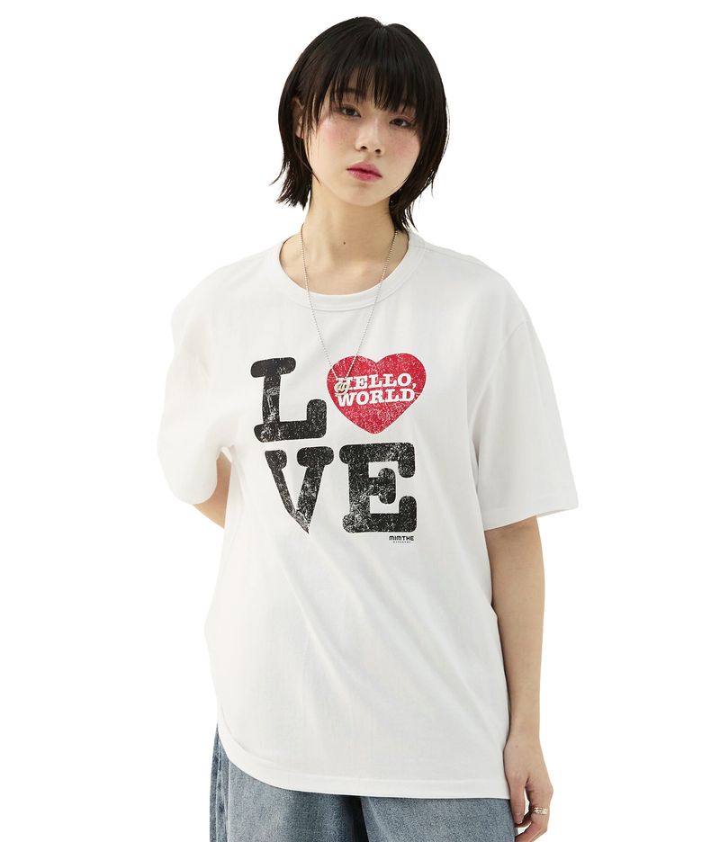 헬로 월드 LOVE 티셔츠_화이트