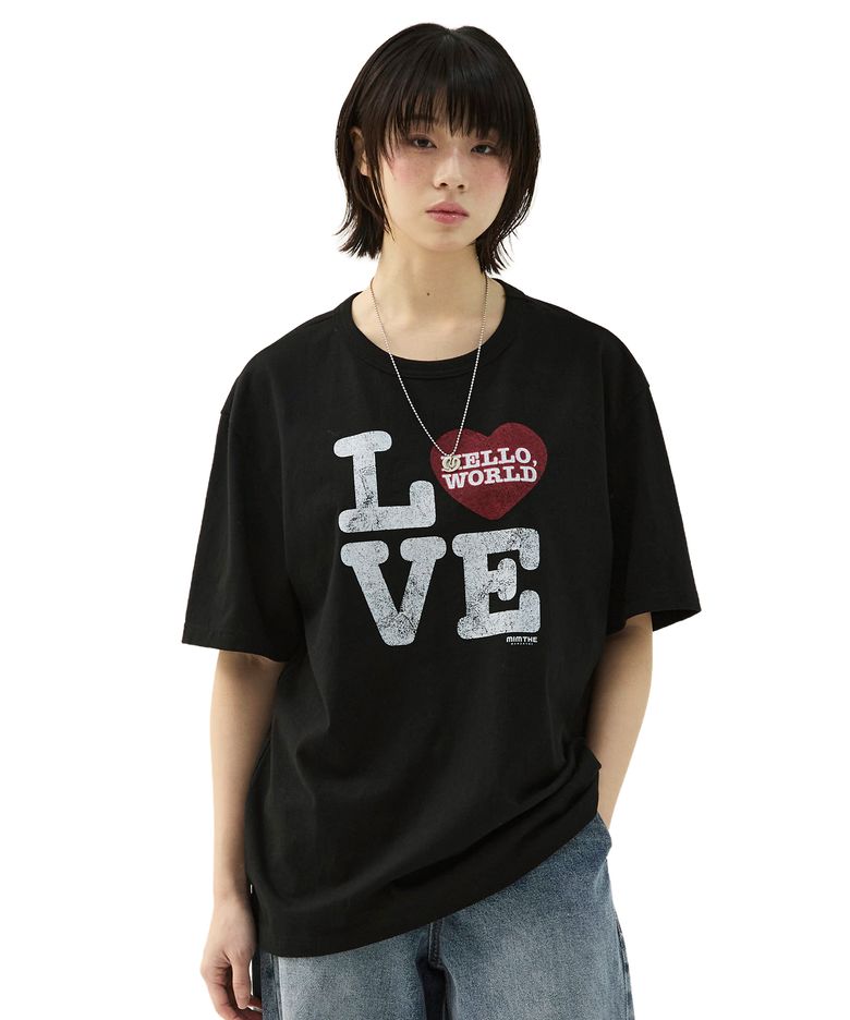헬로 월드 LOVE 티셔츠_블랙