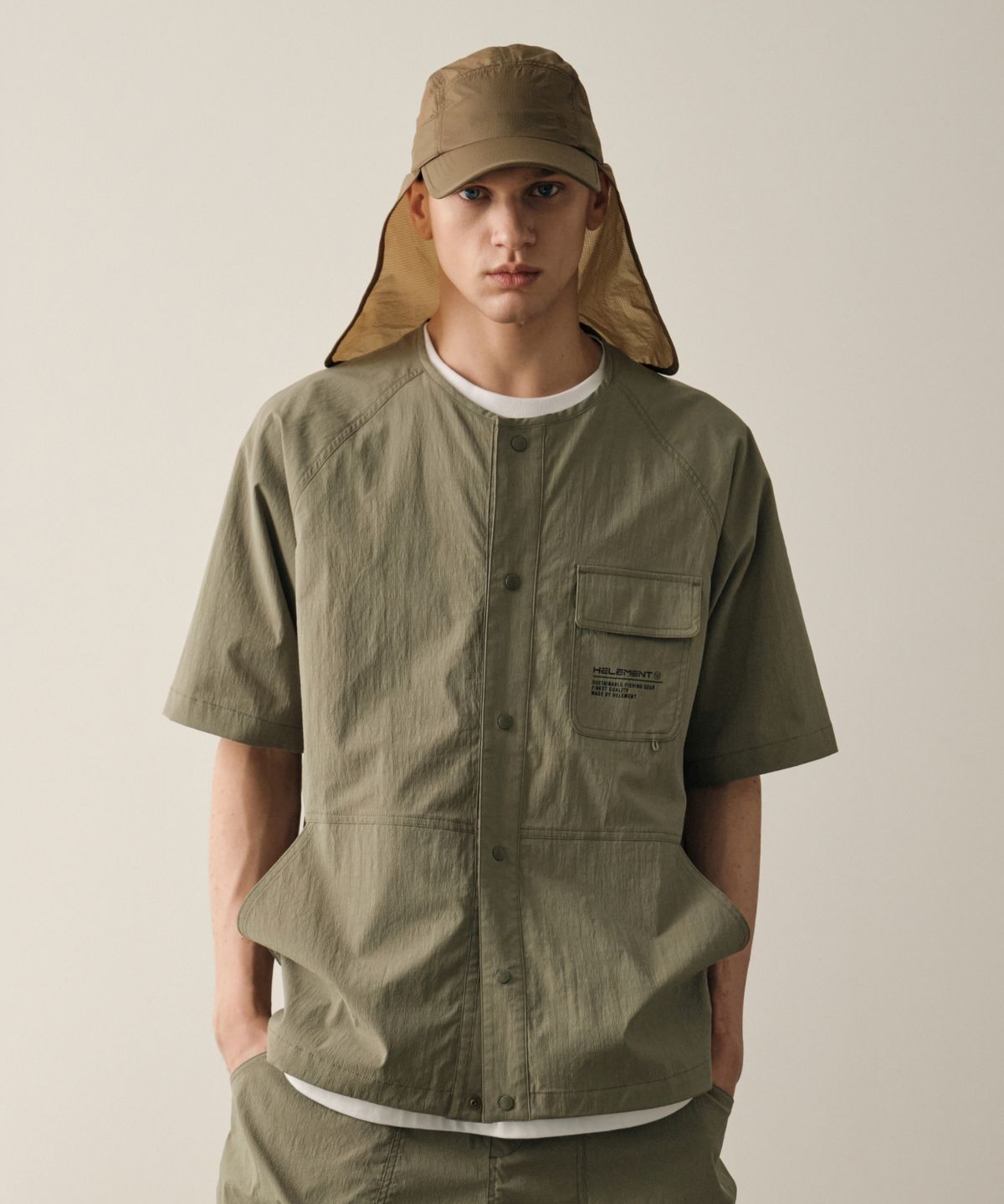 힐리먼트(HELEMENT) 크루 라운드넥 반팔 셔츠 (L KHAKI)