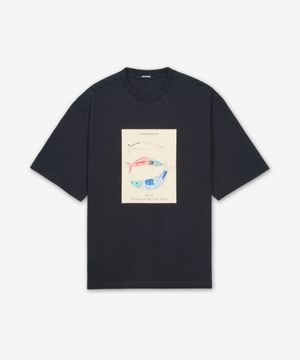 르 마리노 그래픽 반소매 티셔츠 - 네이비 / 255JS31921023FP