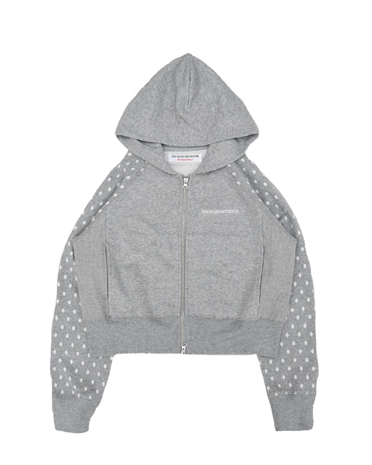 더뮤지엄비지터(THEMUSEUMVISITOR) DOT RAGLAN ZIPUP HOODIE (LIGHT GREY)