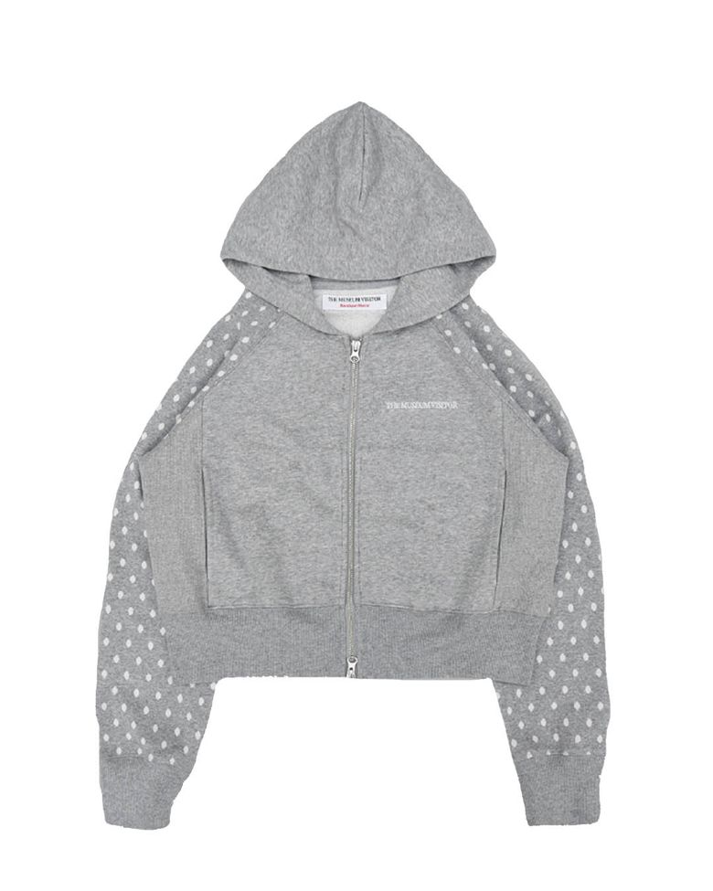 DOT RAGLAN ZIPUP HOODIE (LIGHT GREY)