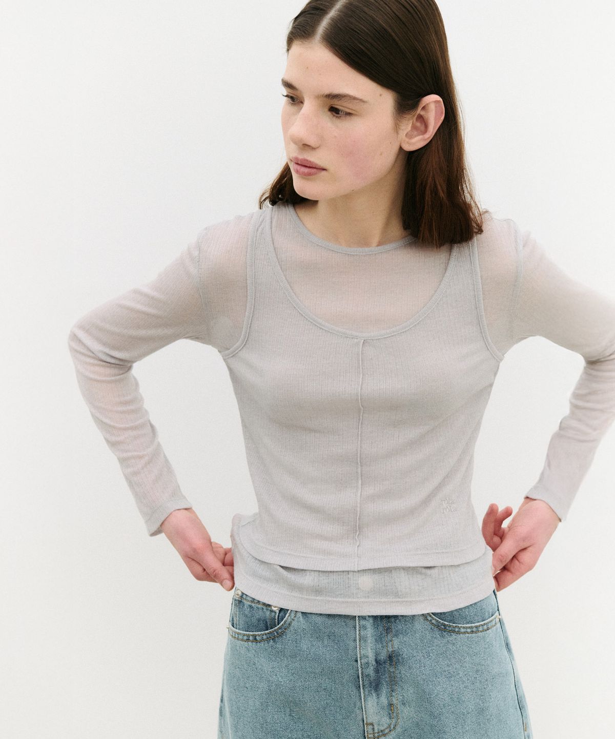 로라로라(ROLAROLA) NUBASIC TENCEL T-SHIRT SET GRAY