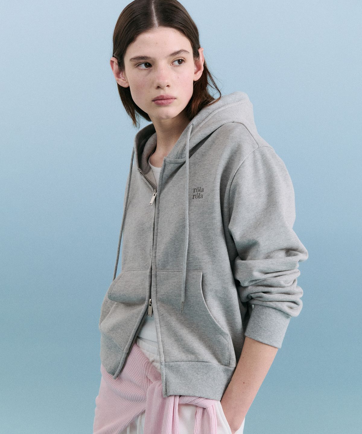 로라로라(ROLAROLA) NUBASIC HOOD ZIP-UP GRAY