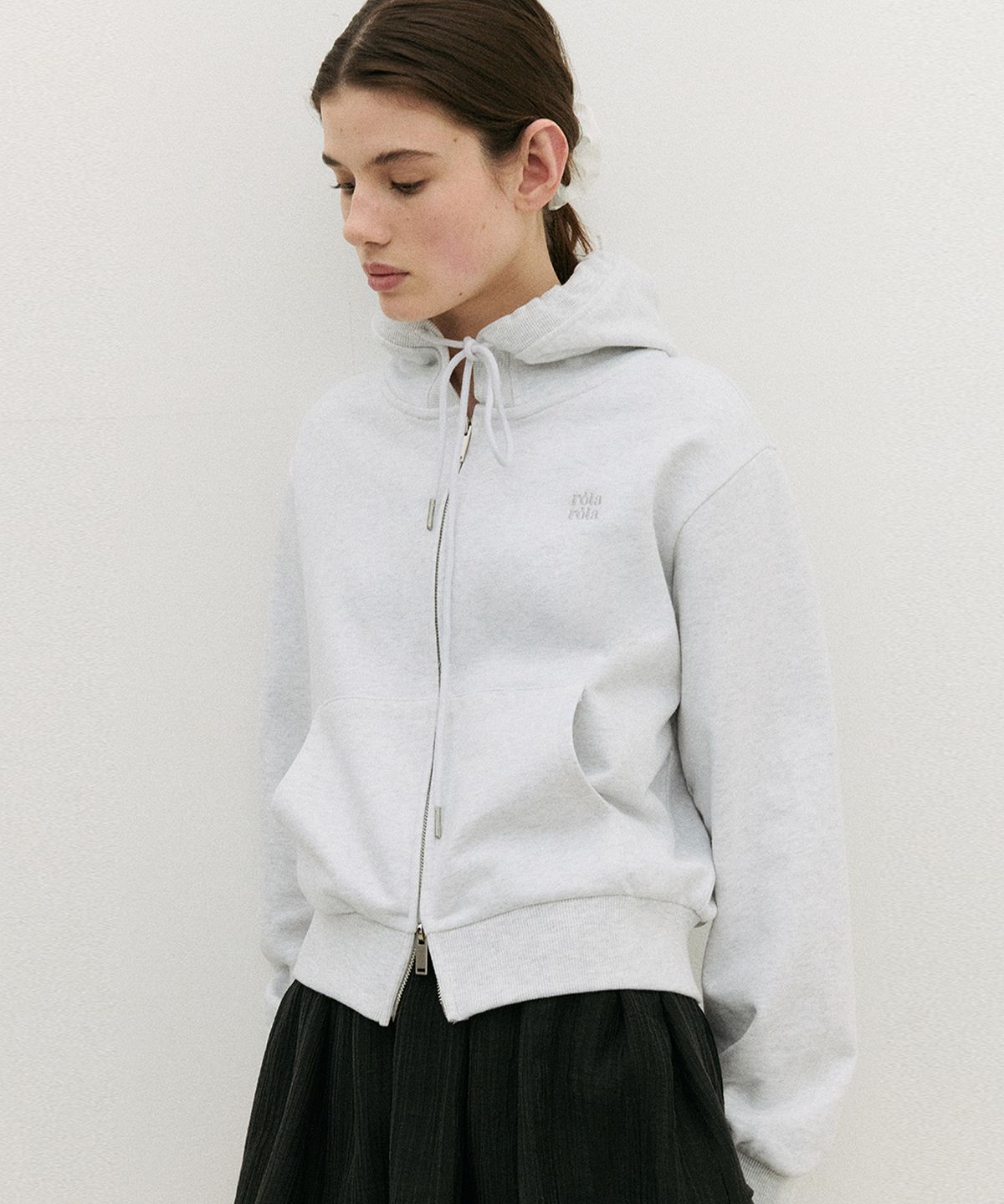 로라로라(ROLAROLA) NUBASIC HOOD ZIP-UP MELANGE GRAY