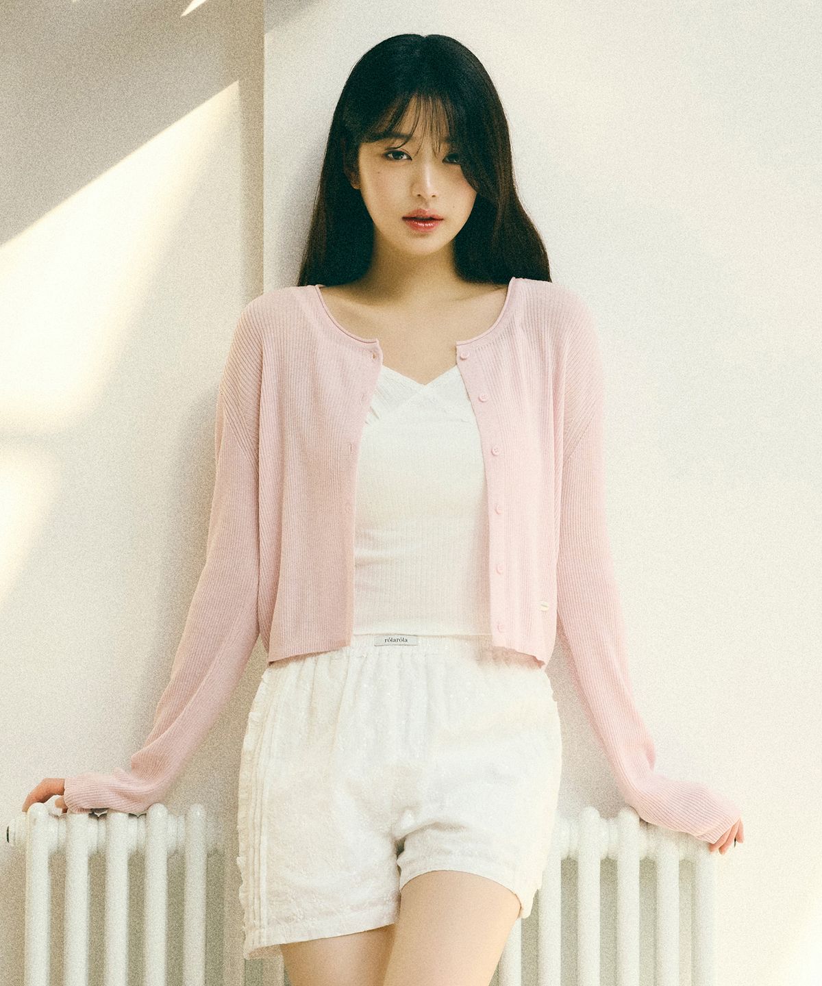 로라로라(ROLAROLA) BASIC LINEN CARDIGAN PINK