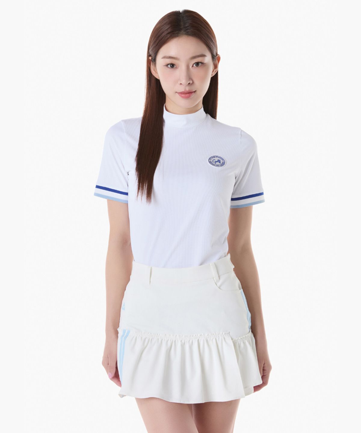 르꼬끄 골프(LECOQ GOLF) 여성 조직감 하프넥 반팔 티셔츠 (GQ222LTS48)