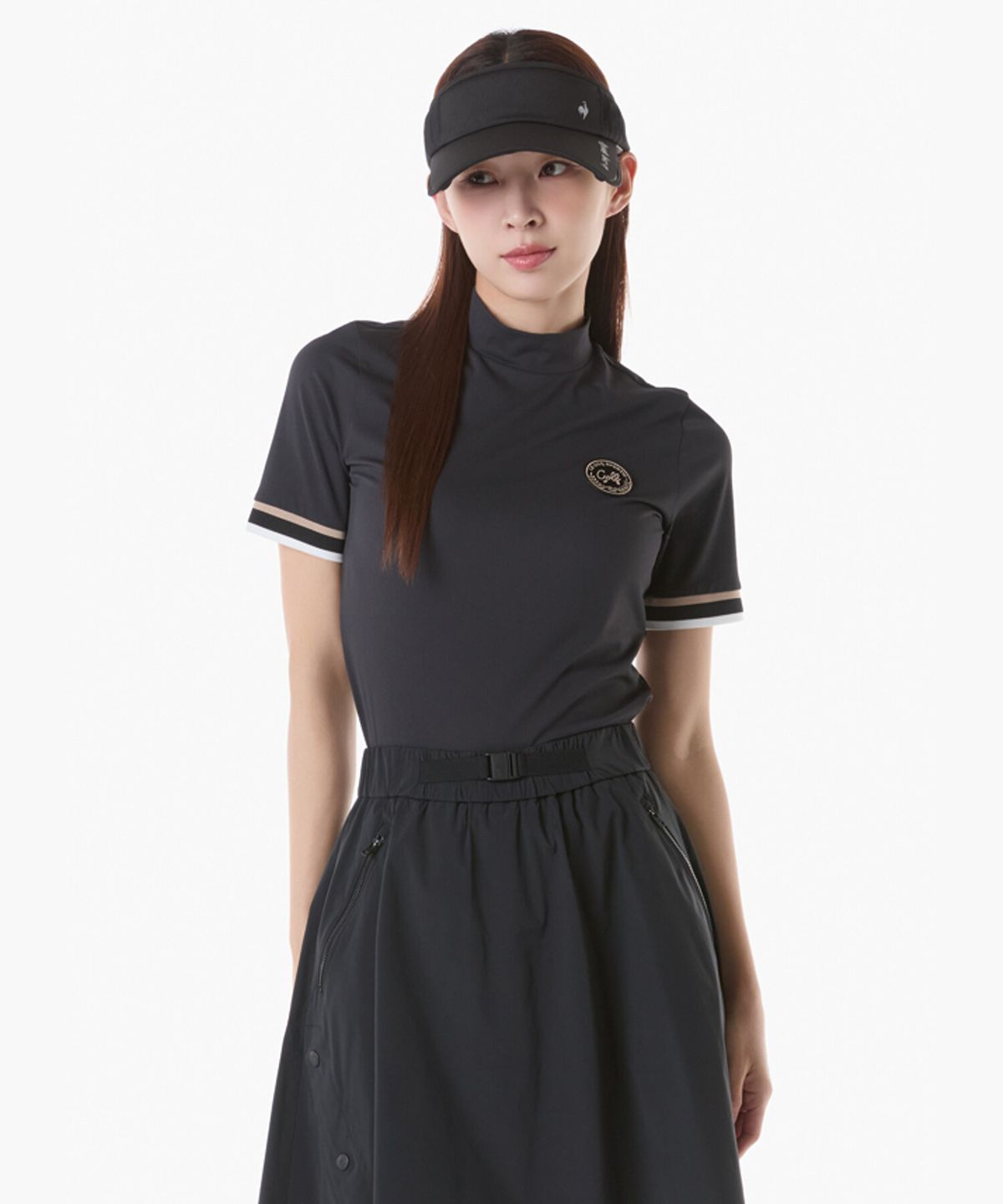 르꼬끄 골프(LECOQ GOLF) 여성 조직감 하프넥 반팔 티셔츠 (GQ222LTS48)