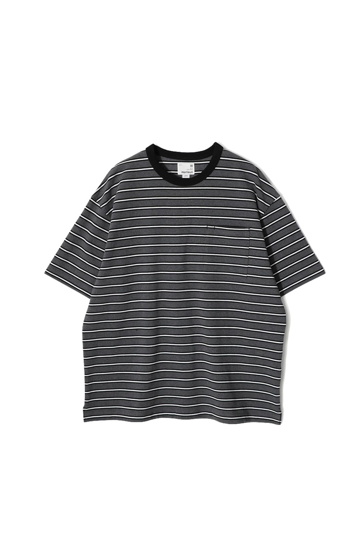 홀리선(HORLISUN) Powell Short Pique Stripe T-shirt Melange Charcoal