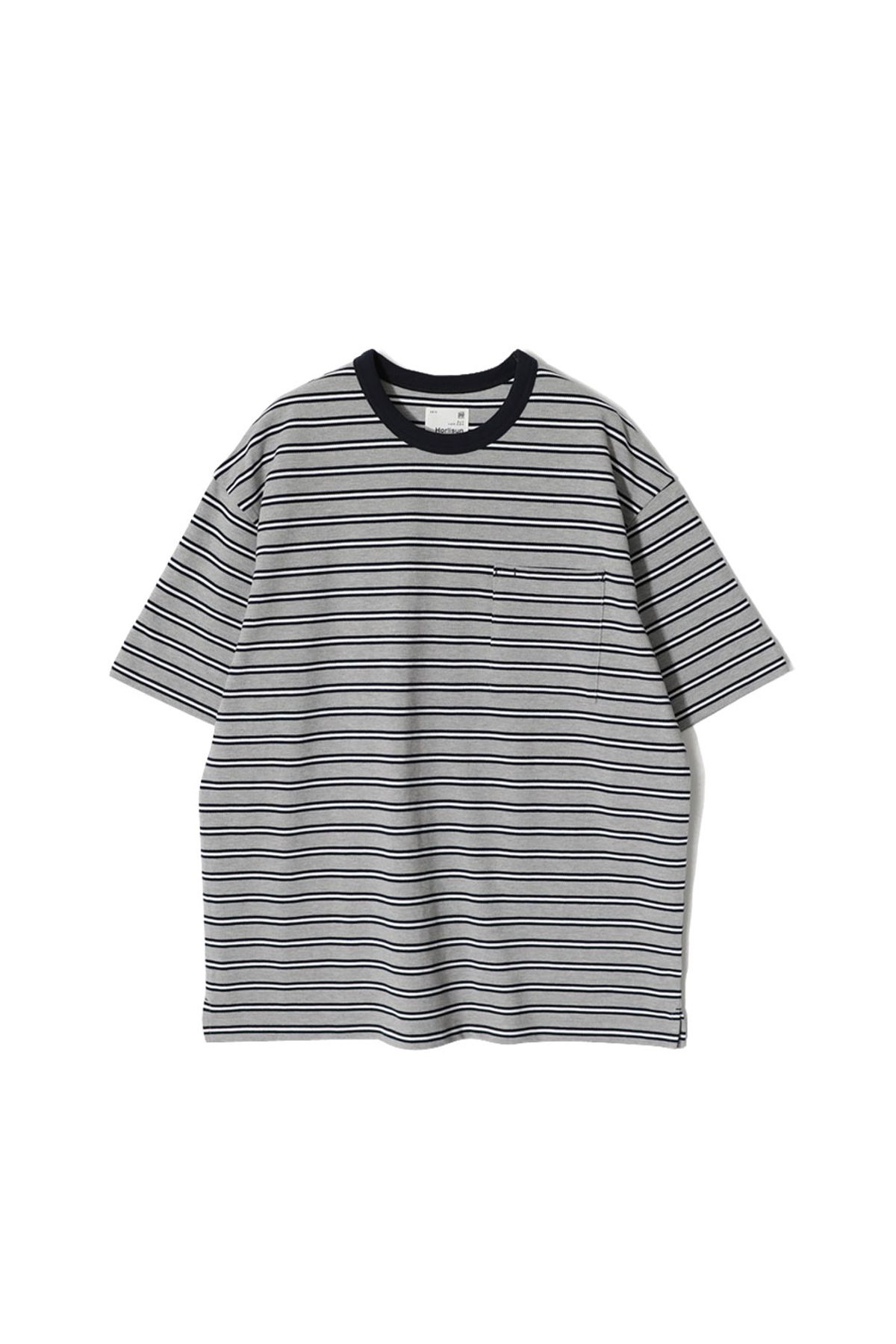 홀리선(HORLISUN) Powell Short Pique Stripe T-shirt Melange Gray