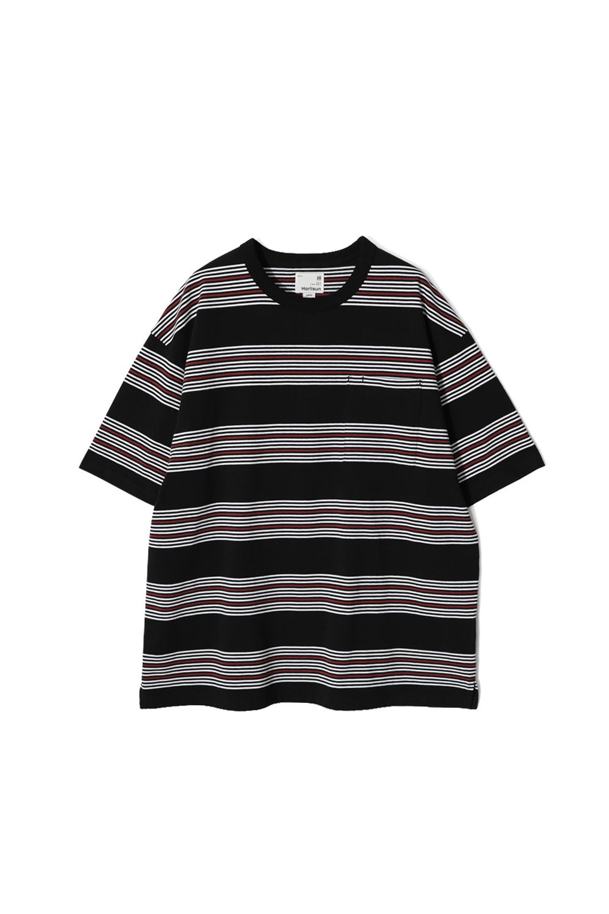 홀리선(HORLISUN) Powell Short Multi Stripe T-shirt Brick