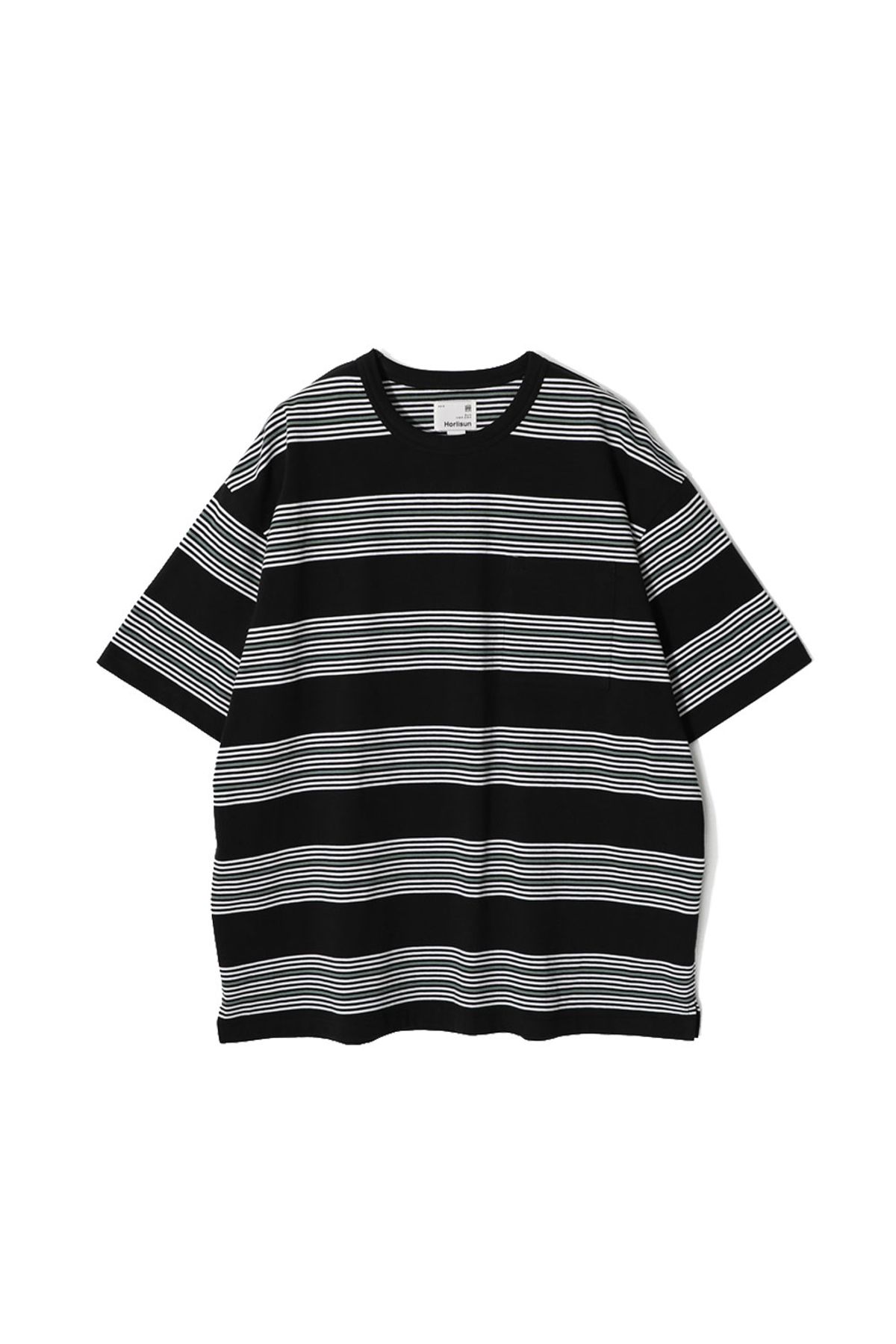 홀리선(HORLISUN) Powell Short Multi Stripe T-shirt Sage Green