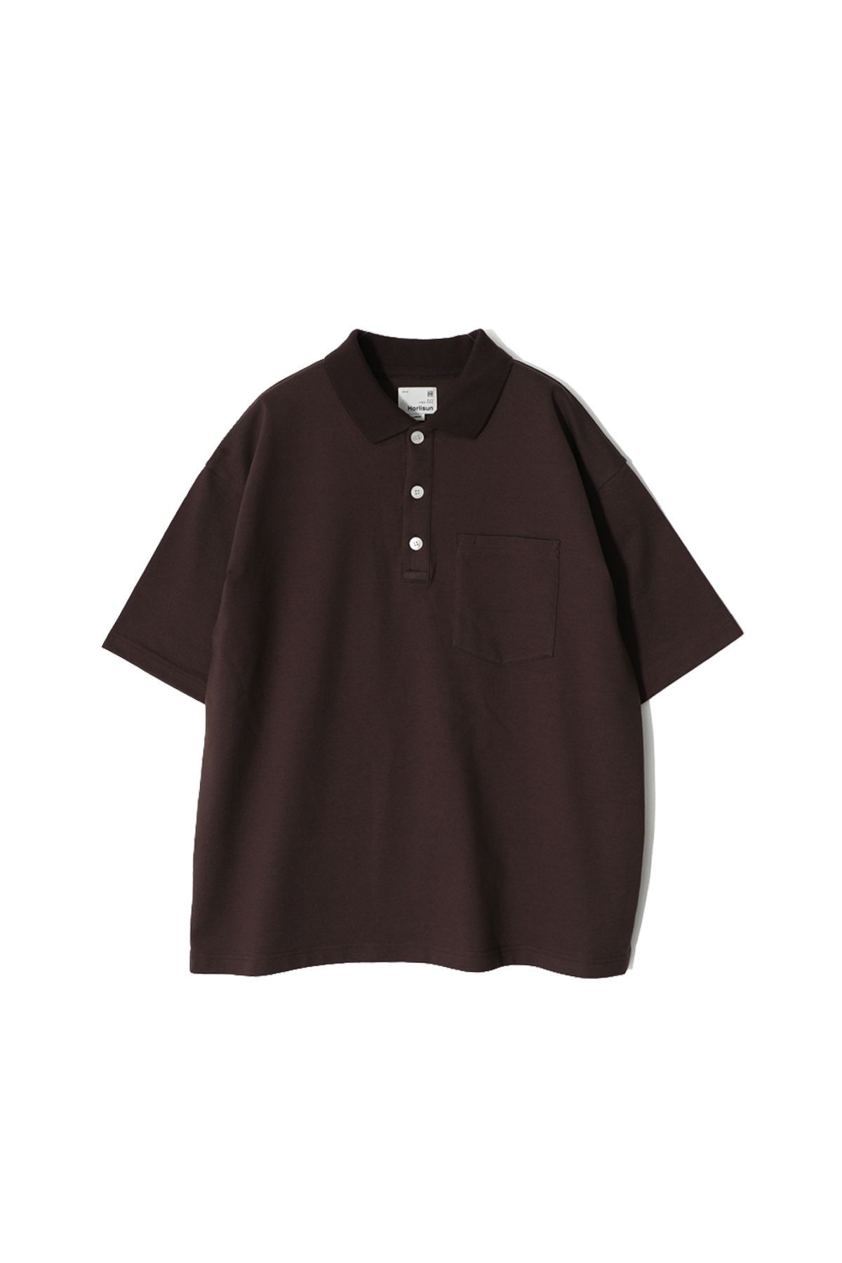 홀리선(HORLISUN) Sumerset Short Pique Pullover Shirt Dark Brown
