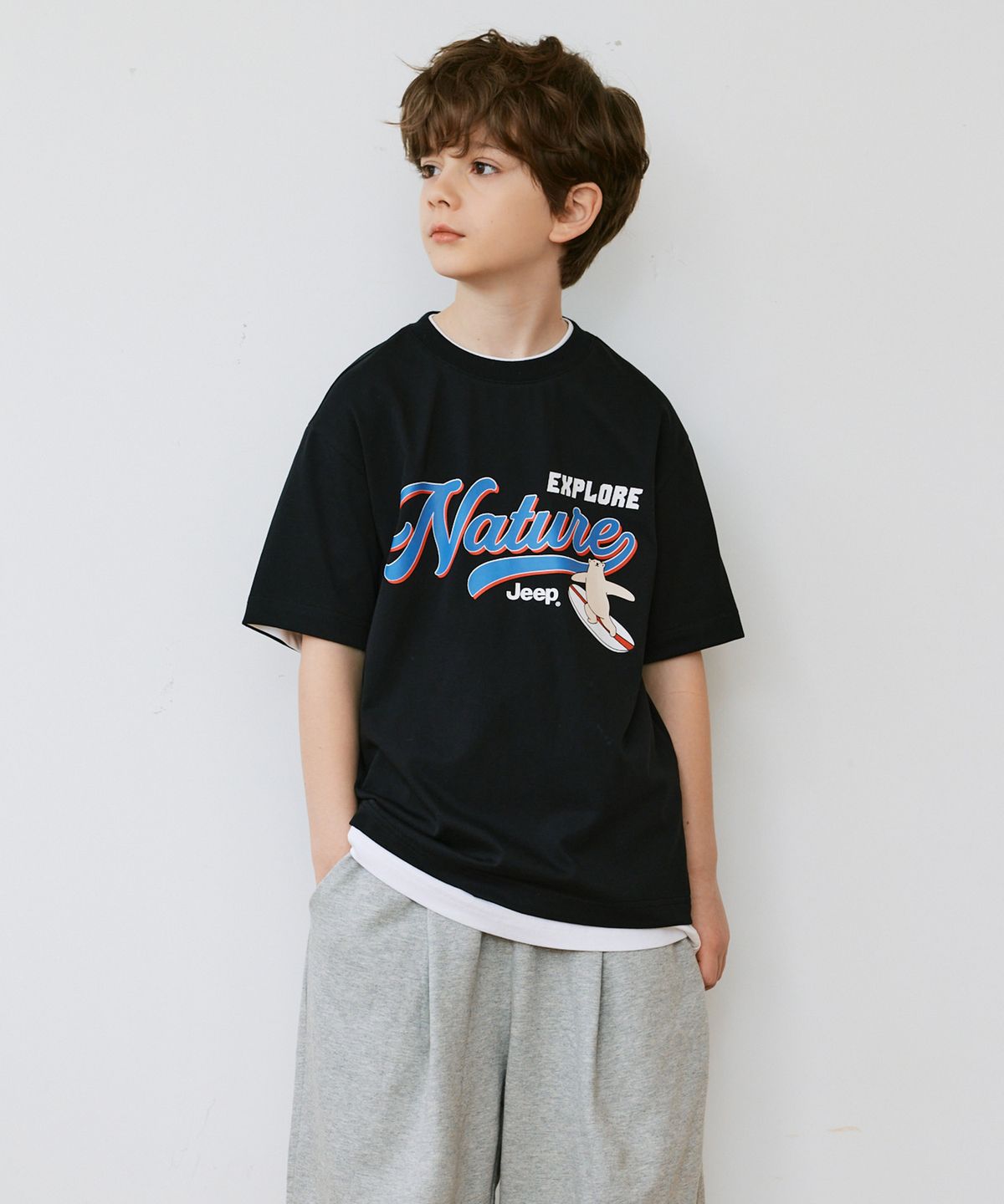 지프키즈(JEEPKIDS) 네이처 서핑베어 반팔티(KQ5TSU594BK)