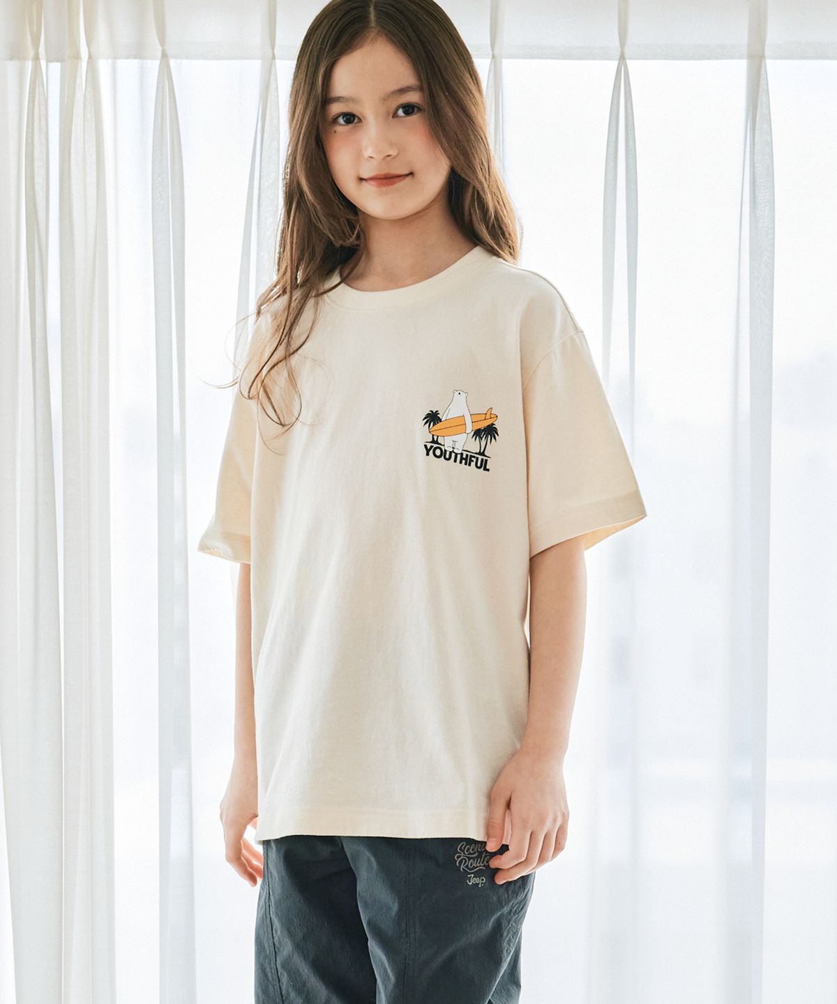 지프키즈(JEEPKIDS) 서핑베어 반팔티(KQ5TSU593IV)