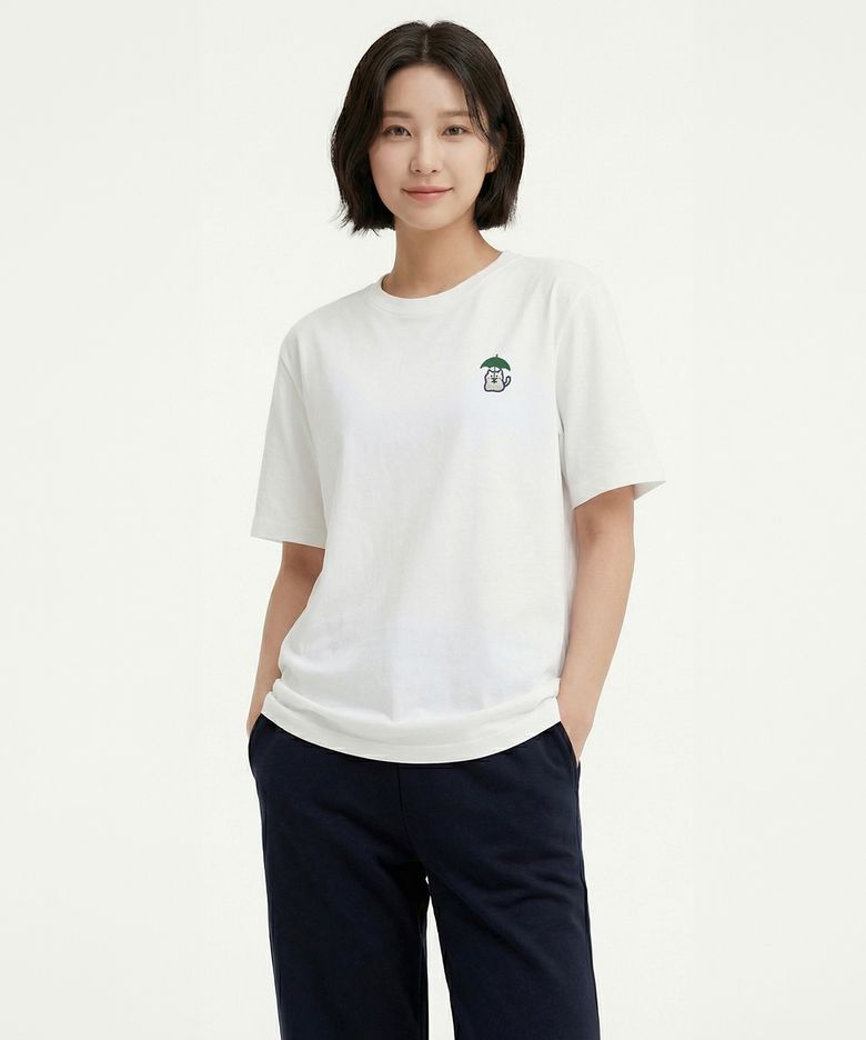 레인냥 자수 반팔티