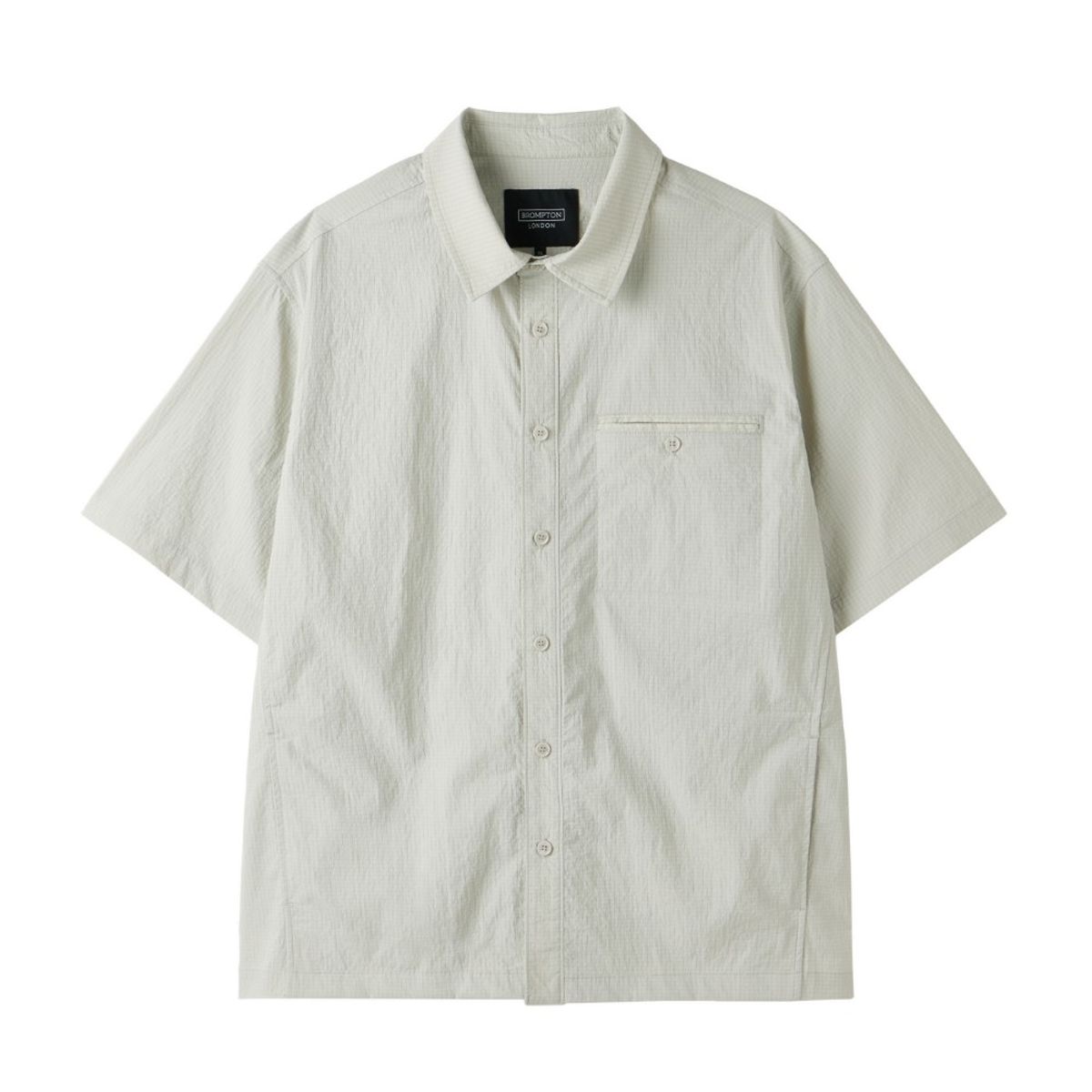 브롬톤 런던(BROMPTON LONDON) POLYESTER SEERSUCKER HALF SLEEVE SHACKET - L/GREY (P252MJK185)