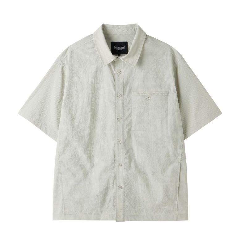 POLYESTER SEERSUCKER HALF SLEEVE SHACKET - L/GREY (P252MJK185)