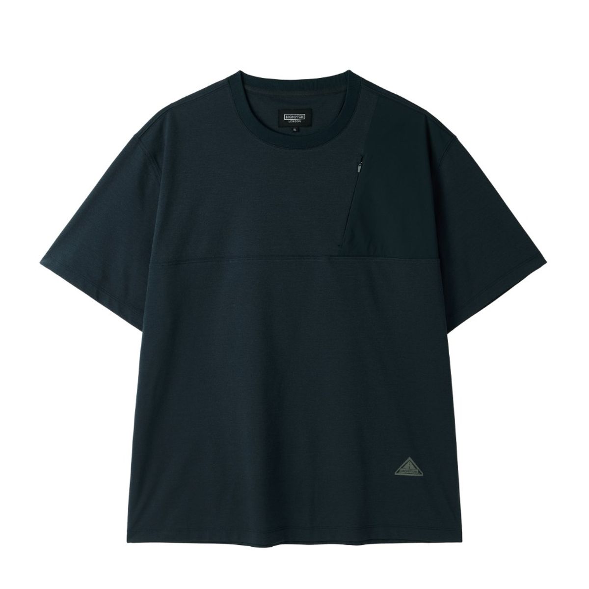 브롬톤 런던(BROMPTON LONDON) WOVEN COLOUR-BLOCKED ECOMADE T-SHIRT - T/BLUE (P252MTS133)