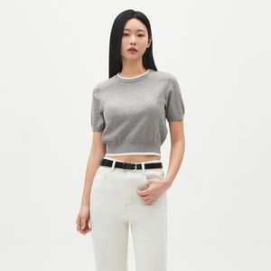 배색라인 반팔 슬림니트 AR1KH360