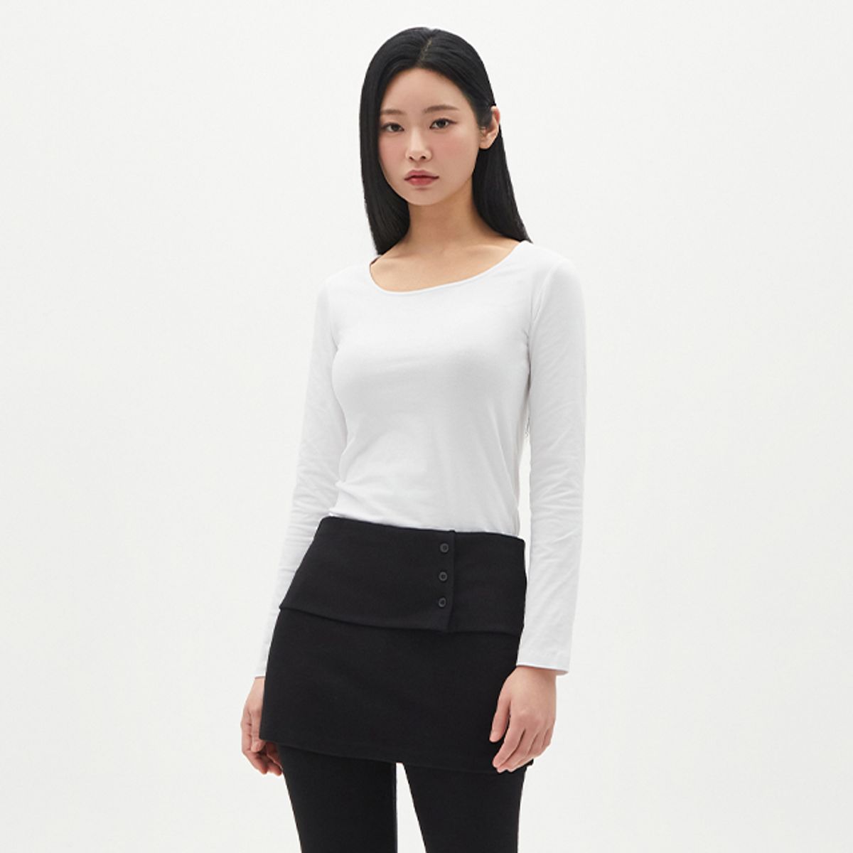 랩(LAP) 스퀘어넥 슬림티셔츠 AR1CT162