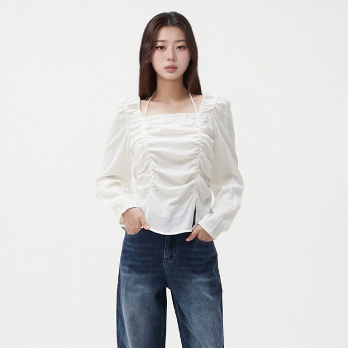 랩(LAP) 스퀘어넥 셔링블라우스 AR1WB260
