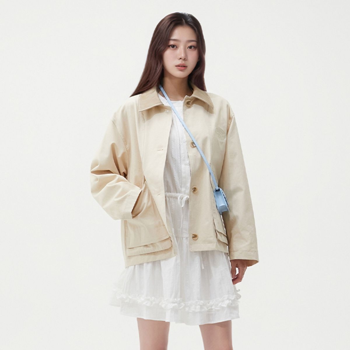 랩(LAP) 자수 면 레더카라 자켓 AR1WZ262