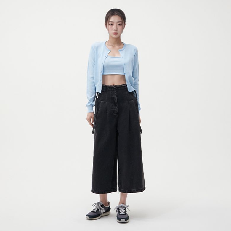 턱주름 데끼 비죠 크랍 와이드 팬츠 AR1DP268