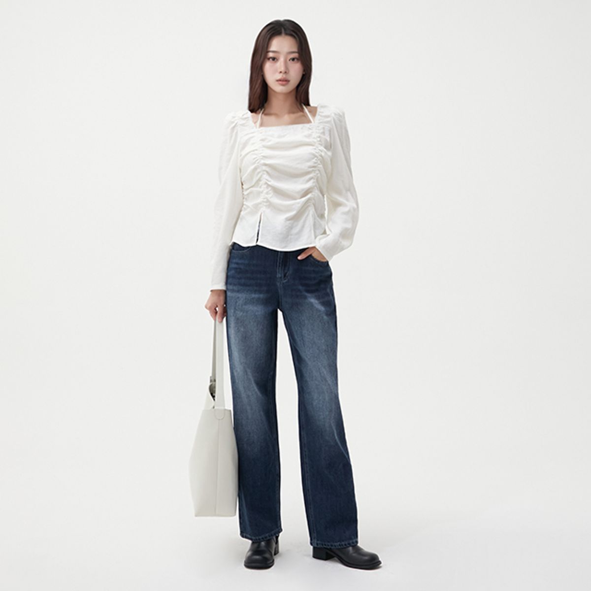랩(LAP) 빈티지 캣 워싱 세미 와이드 팬츠 AR1DP260