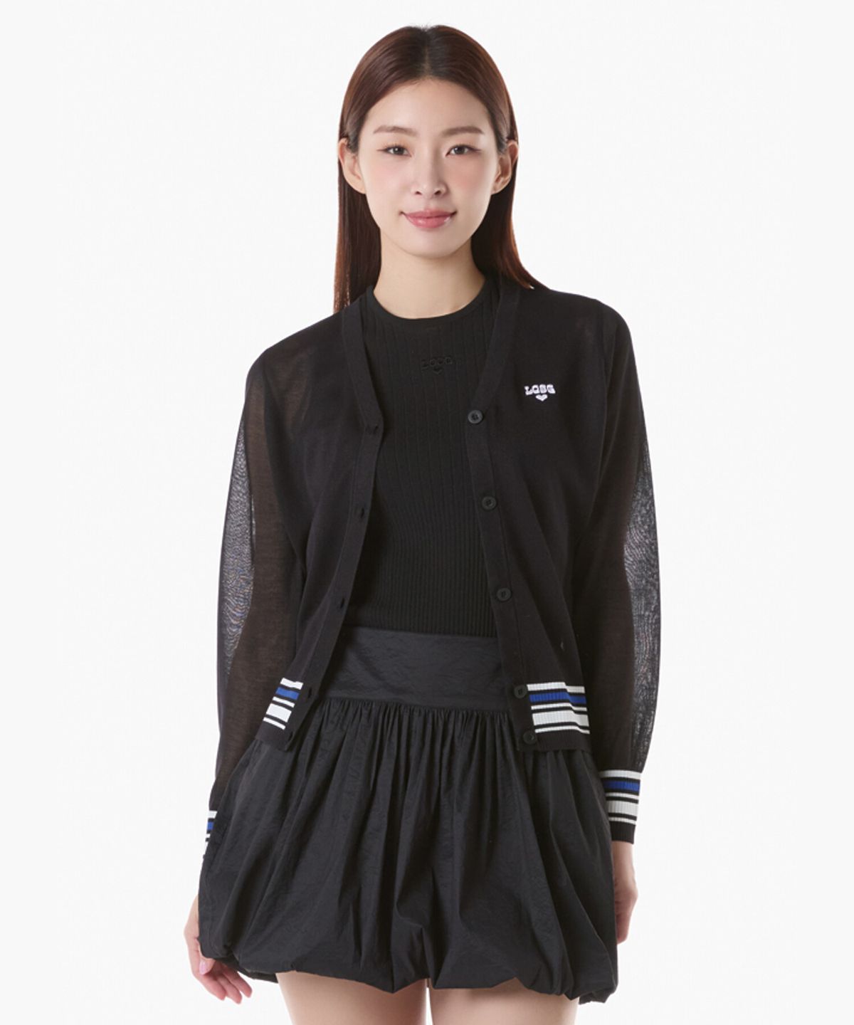 르꼬끄 골프(LECOQ GOLF) 여성 V넥 배색포인트 여름 가디건 (GQ222LKC41)