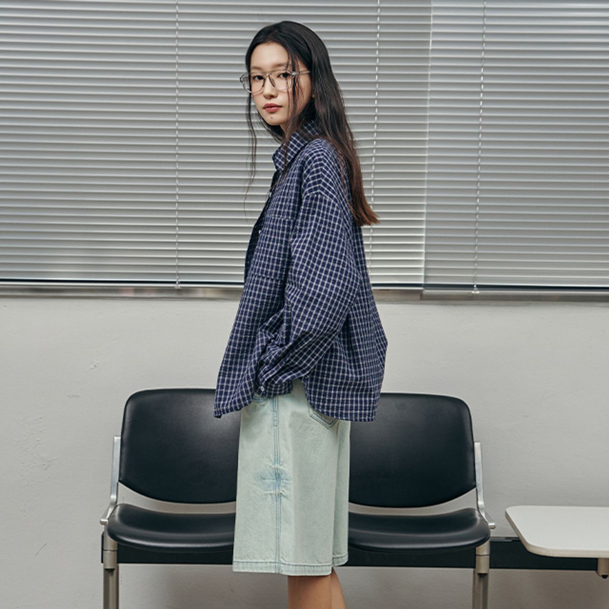 랩(LAP) 박시 체크셔츠 AR1WB360