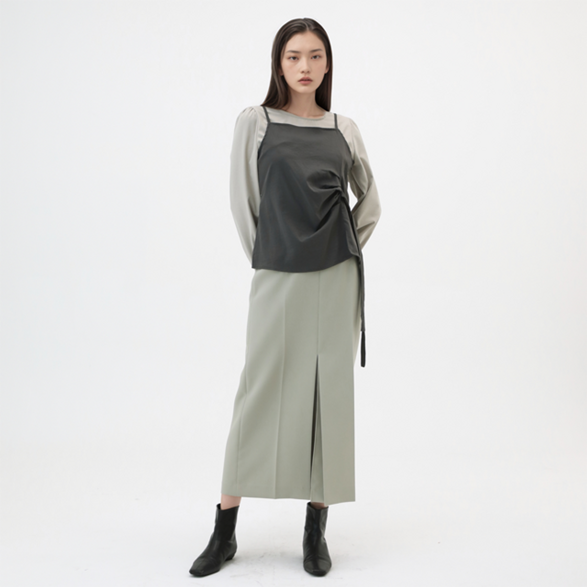 랩(LAP) 트임 H라인 롱스커트 AR1WS272