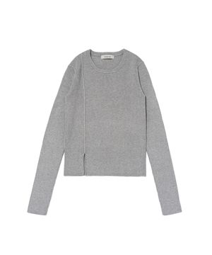 스카프 세트 라운드 넥 골지 니트 (그레이)