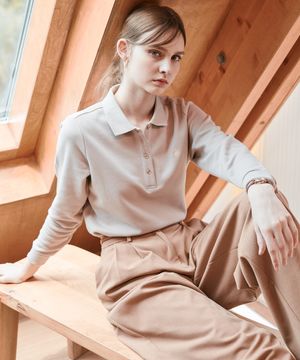 여성 코튼 블렌드 심플 카라 티셔츠 TS482 3Color