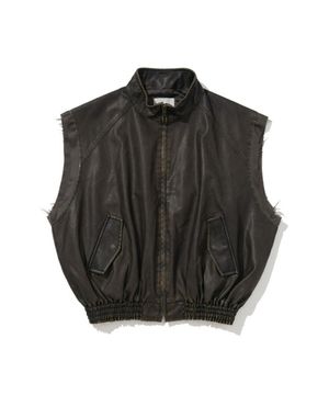 ERER Graffiti Leather Vest Brown