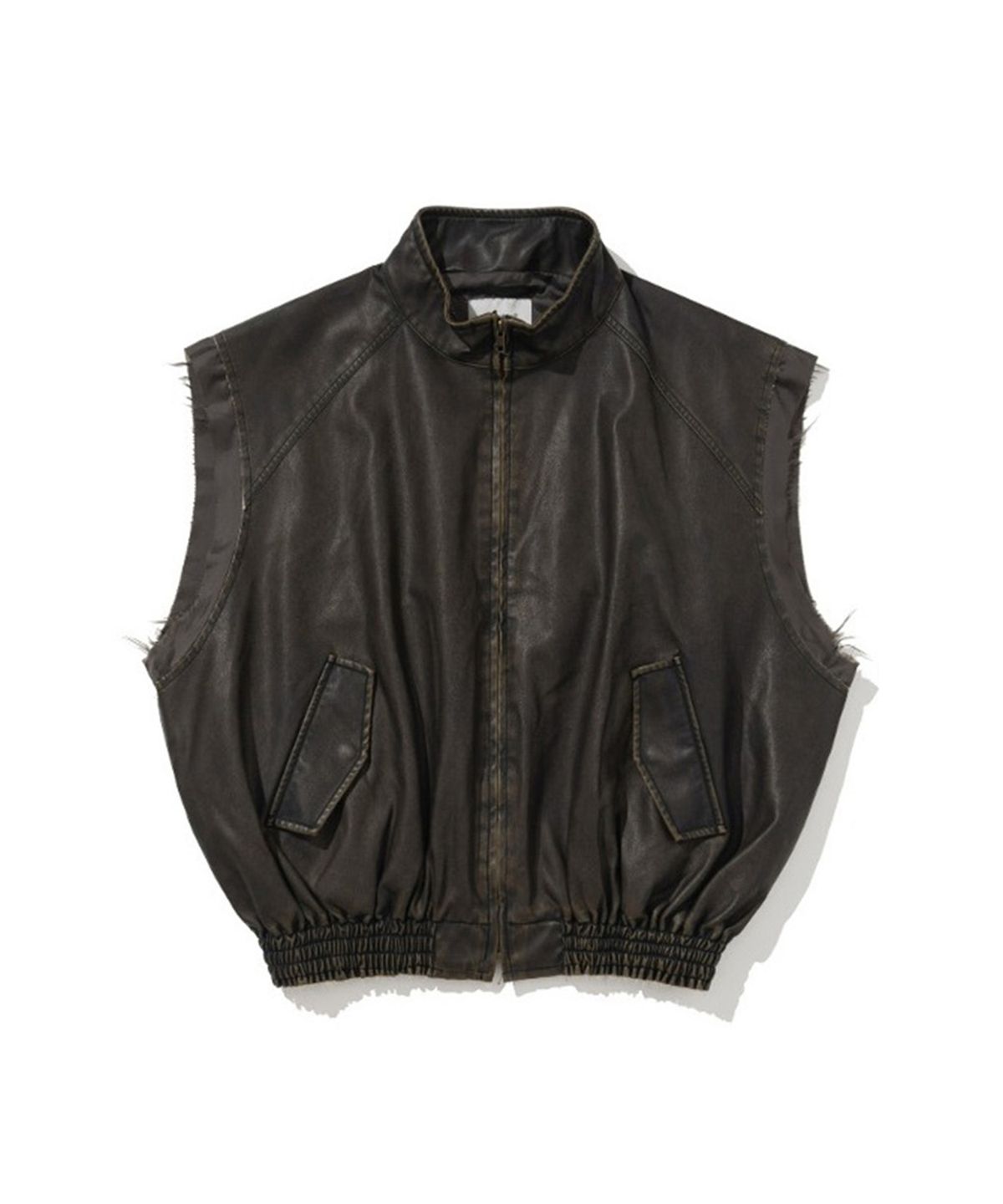 에르에르(ERER) ERER Graffiti Leather Vest Brown