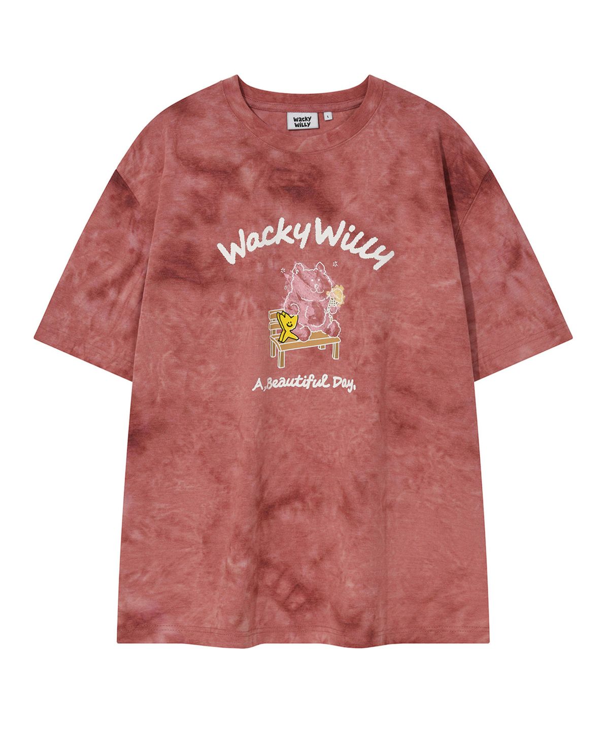와키윌리(WACKY WILLY) 키키 그래픽 나염 반팔 티셔츠 핑크