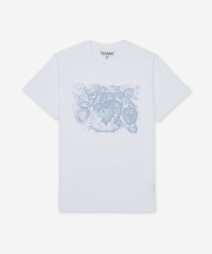 베이직 저지 타투 레이스 릴렉스핏 반소매 티셔츠 - 화이트 / T4158151