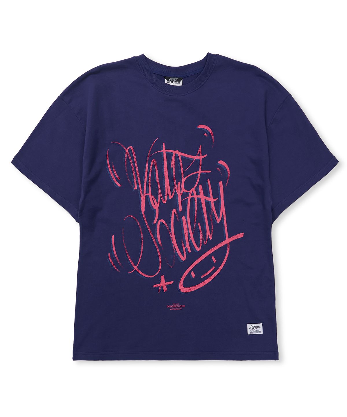 스티그마(STIGMA) Pin Smile Semi-oversized T-shirts Purple
