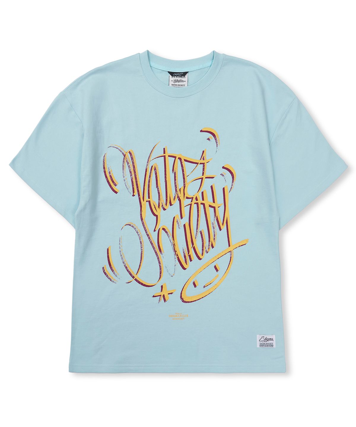 스티그마(STIGMA) Pin Smile Semi-oversized T-shirts Sky Blue