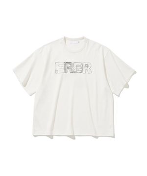 ER Embroidered Detail Oversized T-Shirt White