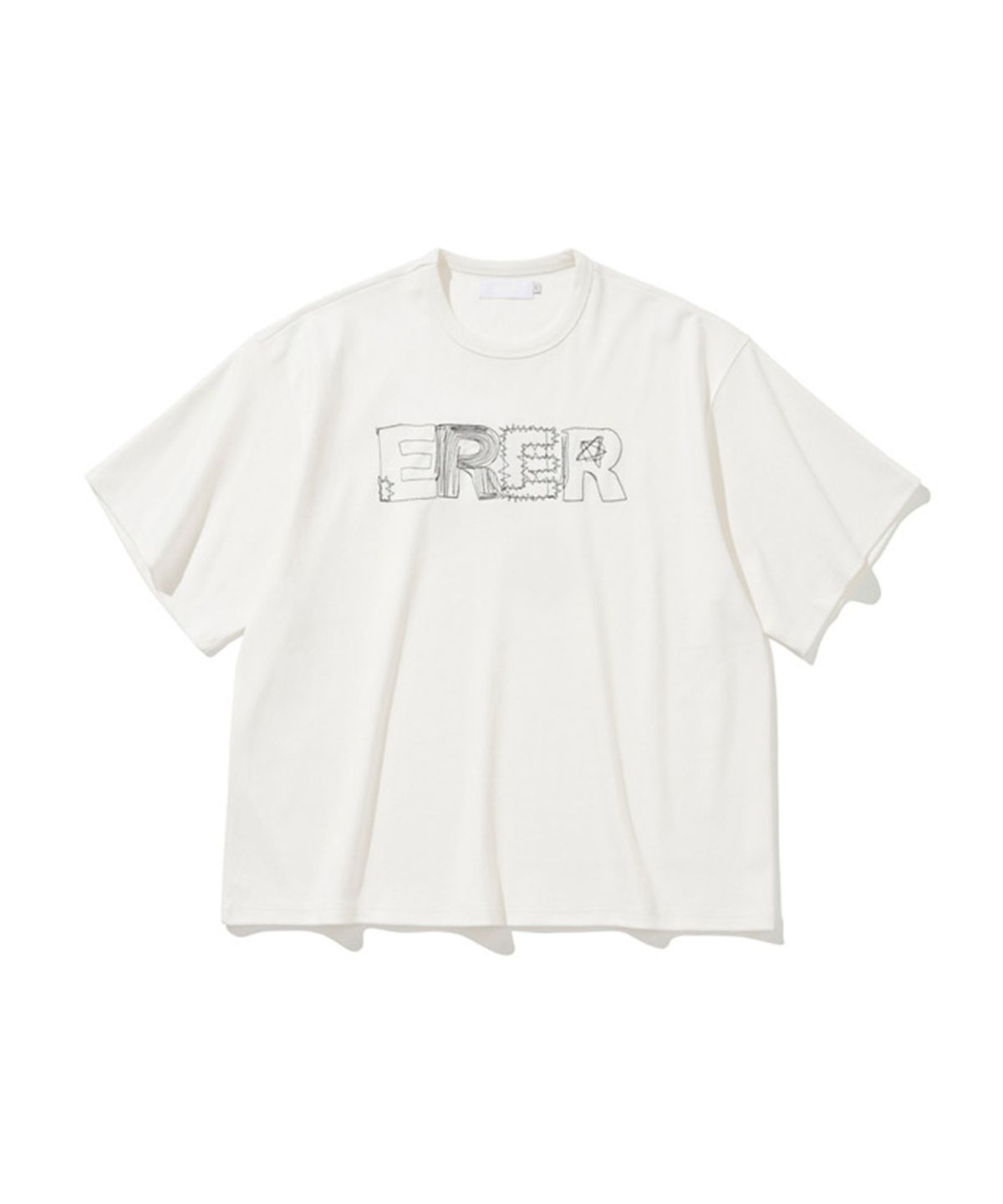 에르에르(ERER) ER Embroidered Detail Oversized T-Shirt White