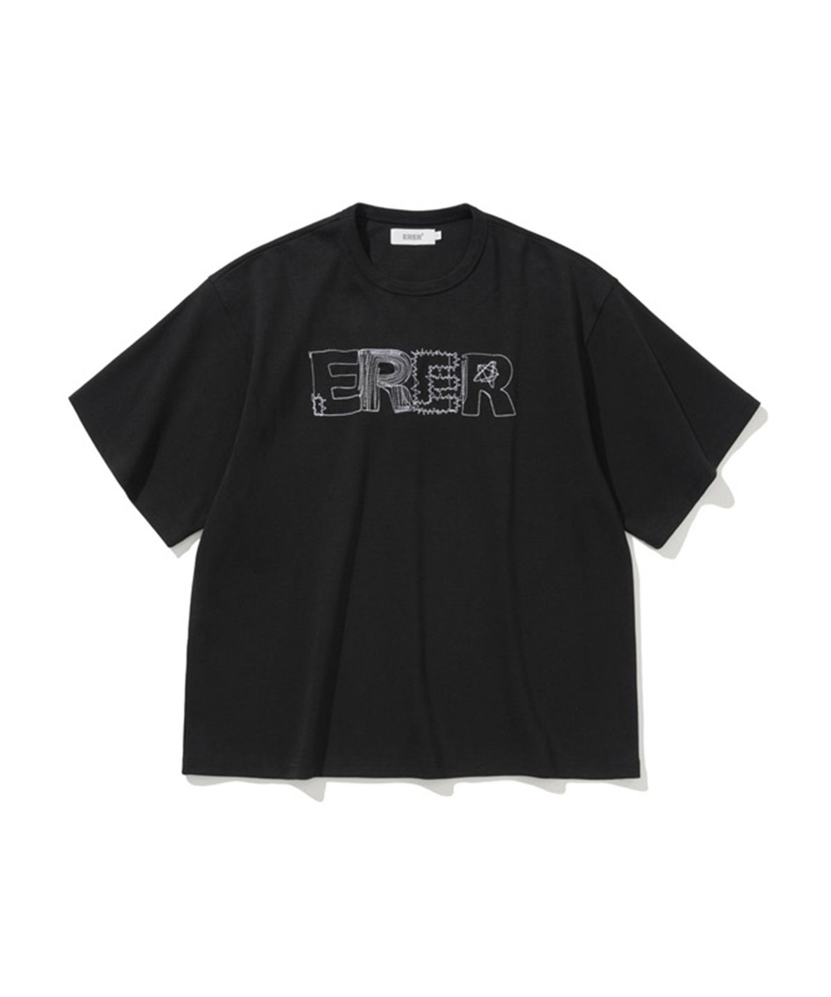 에르에르(ERER) ER Embroidered Detail Oversized T-Shirt Black