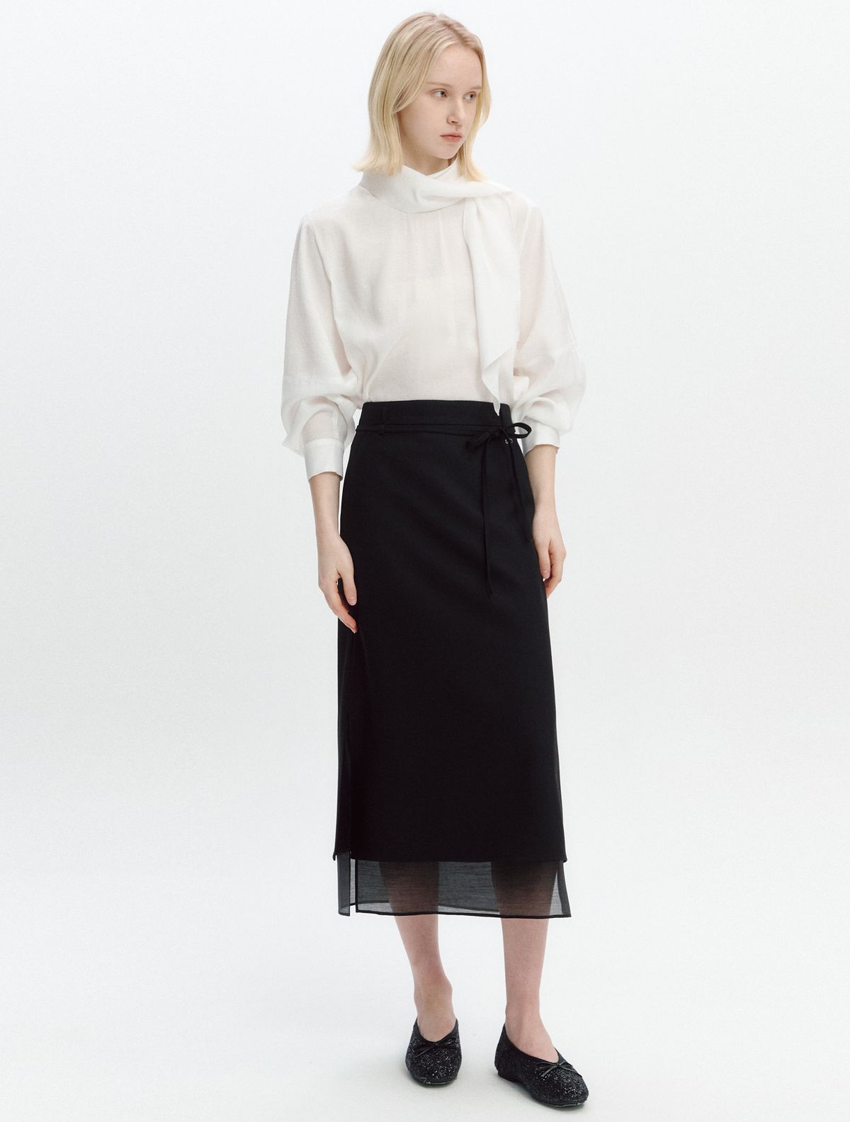 그레이데시온(GRAYDATION) See-through Layered Skirt BLACK