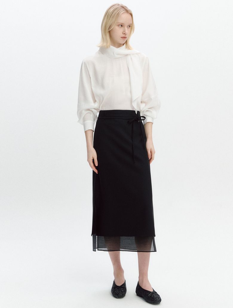 See-through Layered Skirt BLACK