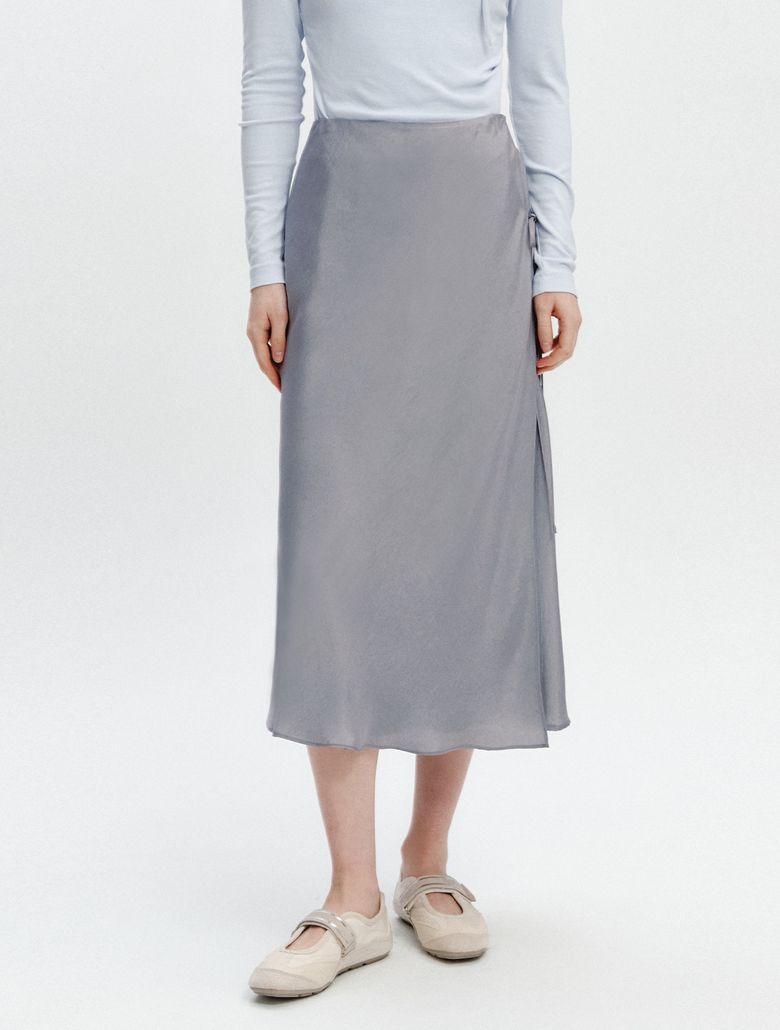 Layered Strap Wrap Skirt GRAY