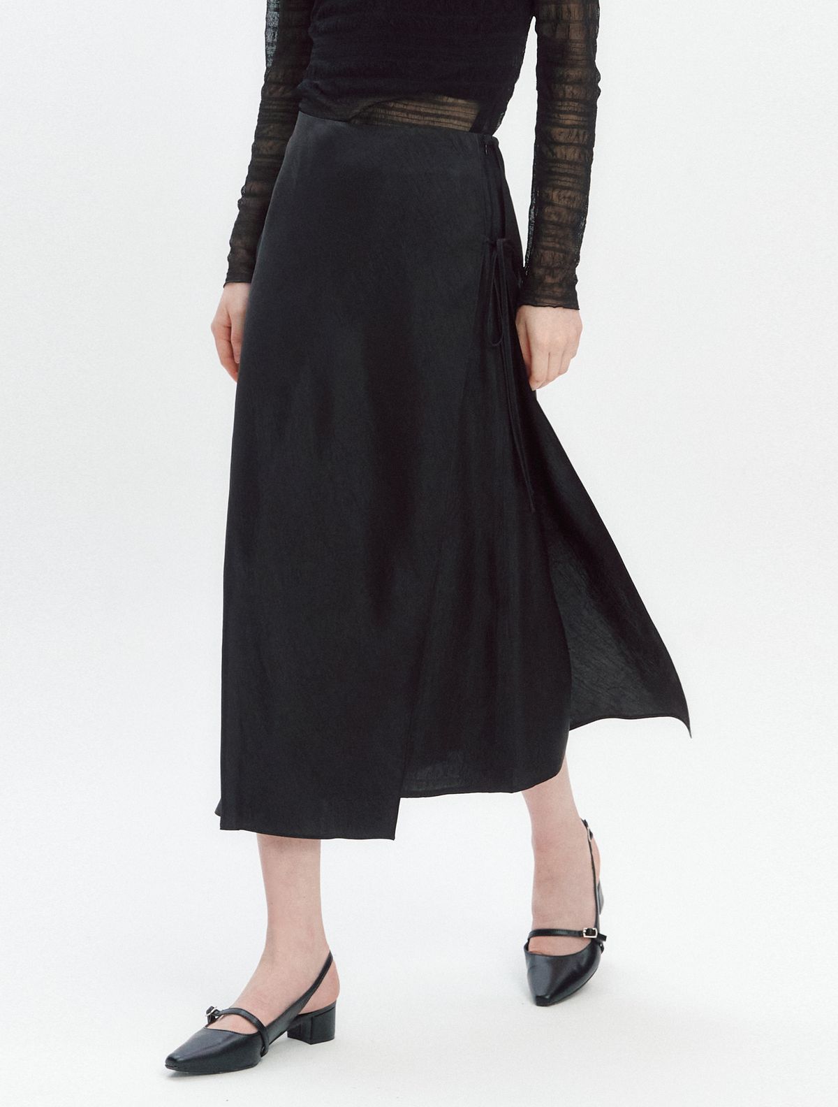 그레이데시온(GRAYDATION) Layered Strap Wrap Skirt BLACK