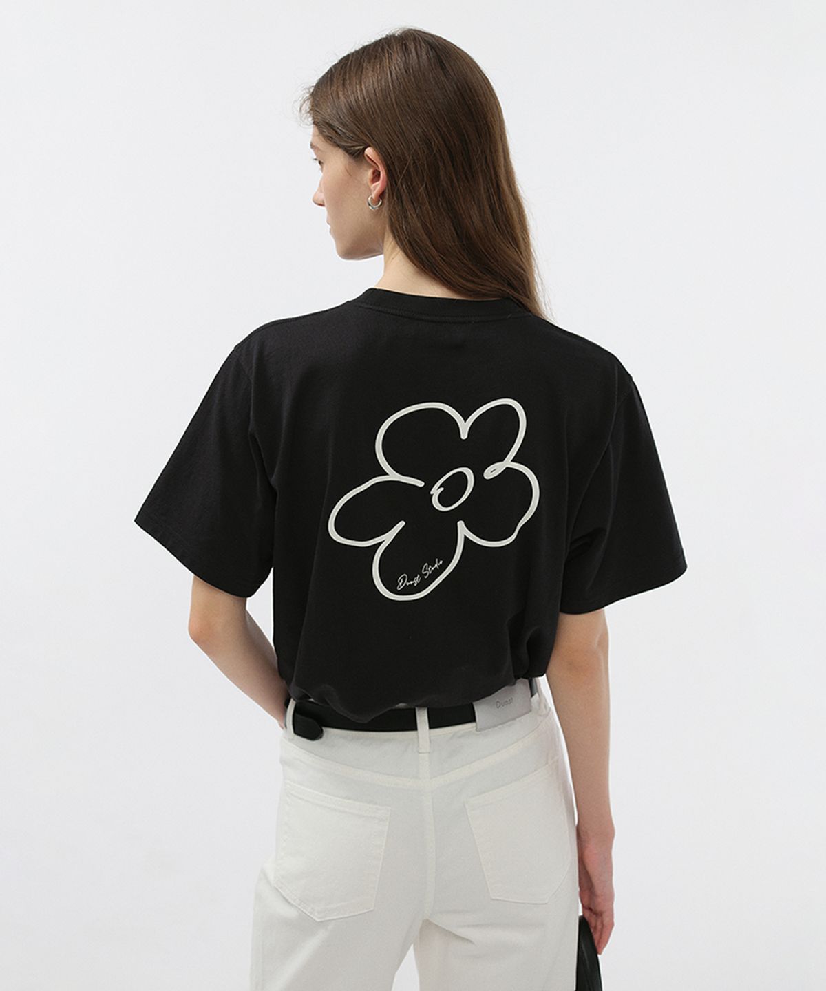 던스트(DUNST) UNISEX DRAWING BLOOM LOGO T-SHIRT_UDTS5B130_BLACK